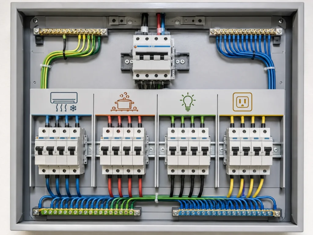 تقسیم بار وسایل پرمصرف میان مدارهای تابلو برق